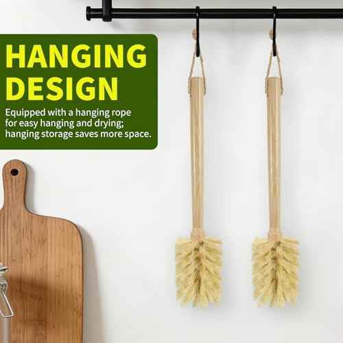 SAMEBUTECO Bamboo Cup Cleaning Brush Set of 2, 11.3 Inch
