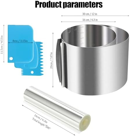 Cake Ring Mould for Baking,20cm Height,Stainless Steel Round Cake Mold