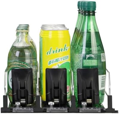 Adjustable Soda Can Organizer for Fridge, Black