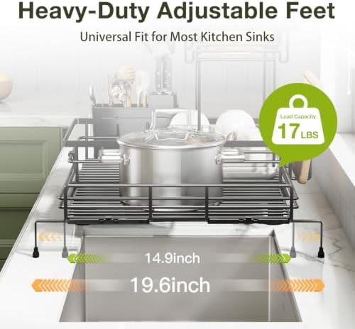 2-Tier Expandable Dish Drying Rack, Black