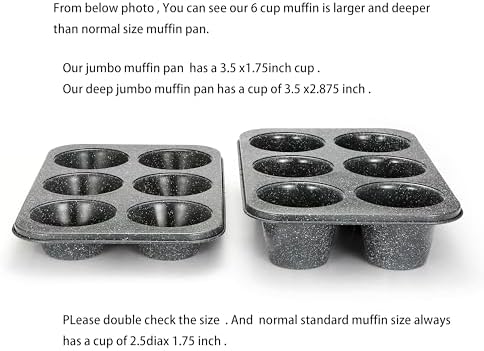 Monfish Jumbo Deep Muffin pan 6 cup large cupcake pan gray granite