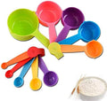 10 Pieces Plastic Measuring Cups and Spoons Set Colored for Kitchen