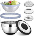 HaWare Mixing Bowl with Colander, 4-1 Bowl with Lids & 3Pcs Nesting