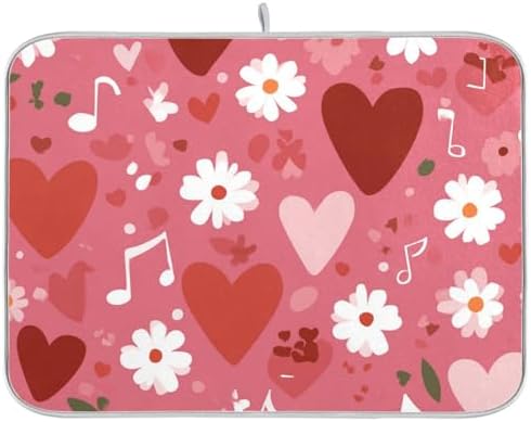 OTVEE Music Bloom Art Dish Drying Mat for Kitchen Counter Absorbent