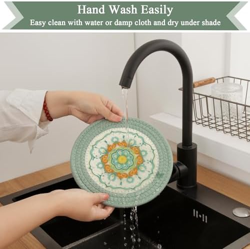 SHACOS Sage Green 8 Inches Trivets for Hot Dishes, 4 Pieces