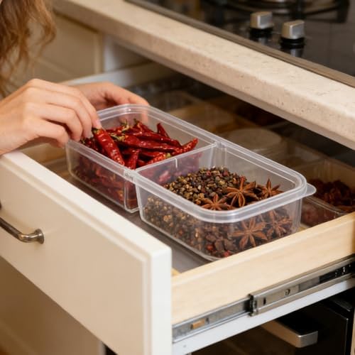 Fridge Storage Bins Box with Lid and Compartments