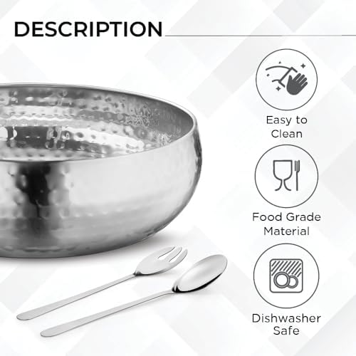 Avador® Set of 3 Premium Stainless Steel Salad Mixing Bowl Hammered