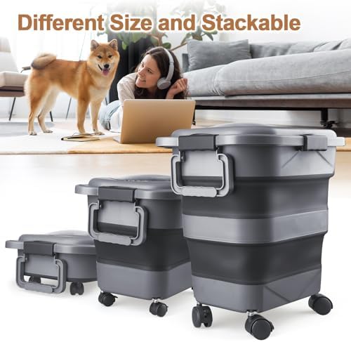 Dog Food Storage Container, 10-20 lbs Airtight Collapsible Cat Food