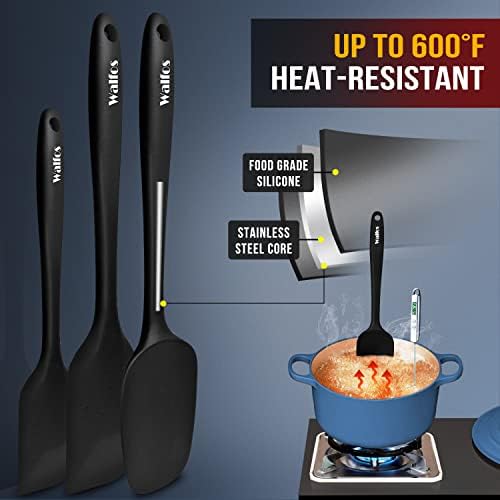 Walfos 600°F High Heat Resistant Silicone Spatula Set of 5- Food Grade
