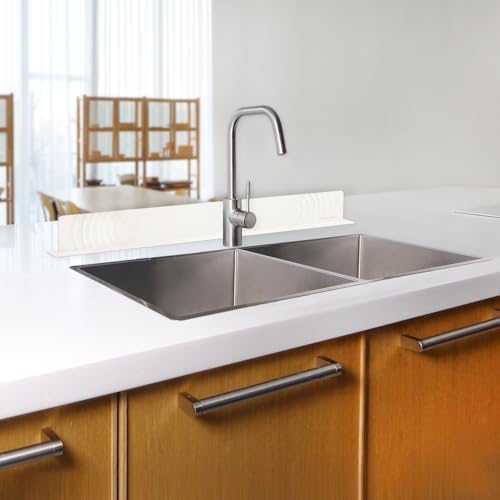 30" (75cm) Kitchen Sink Splash Guard, Silicone Water Guard - White