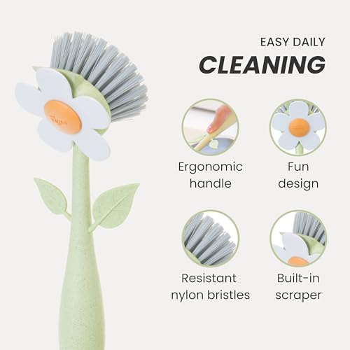 Vigar Florganic Dish Brush with Handle, Multicolor