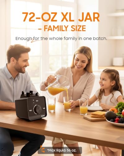 Professional High Power Blender, 72oz Tritan Jar
