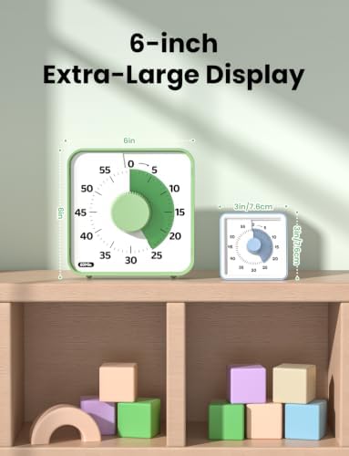 LIORQUE 6-Inch Large Visual Timer, 60-Minute Classroom Timer