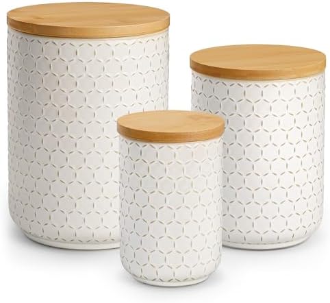 MALACASA LYDIA Ceramic Canisters Set with Airtight Lids, 80/40/20 oz