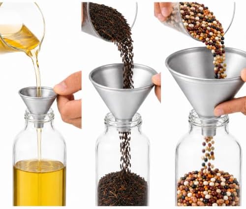 HIC Kitchen Wide-Mouth Aluminum Funnel Set for Liquids and Dry Goods