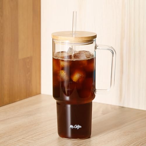 Mr. Coffee Crafted Calm 34 oz Borosilicate Glass Tumbler with Handle
