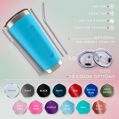 Personalized Tumbler with Engraved Name - 12 Designs, 20 Oz Coffee