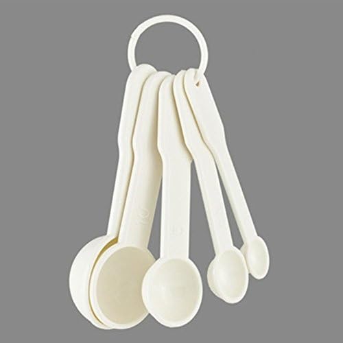 5 in 1 White Plastic 1g 2.5g 5g 10g 15g Measuring Spoons Set Kitchen