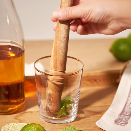 Twine Acacia Wood Mojito Muddler for Cocktails with Jute Storage