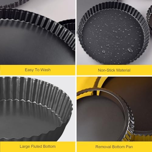 Tart Pan Removable Bottom 9 Inch Tart Pans Round Nonstick Quiche Pan