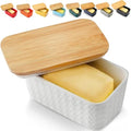 Hasense Butter Dish with Lid, Farmhouse Ceramic Butter Container for