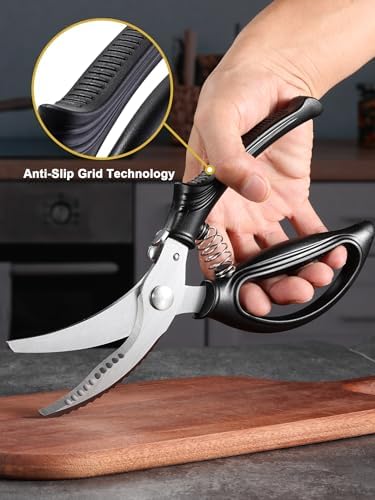 Poultry Shears, Kitchen Shears with Spring Loaded, Heavy Duty Poultry