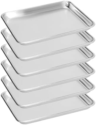6 Pack Quarter Size Aluminum Baking Sheet Pan, 13 x 10 in