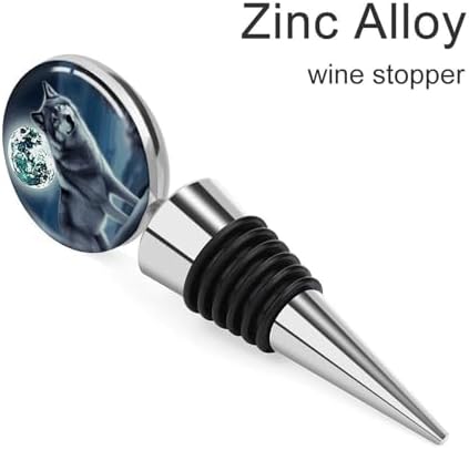 Wolf Under Moon Wine Stopper Vacuum Alloy Wine Bottle Stopper Reusable