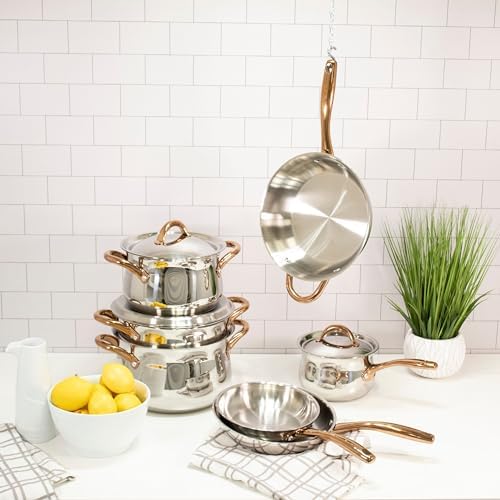Berghoff Ouro Gold 17Pc Cookware Set,18/10 Stainless Steel,Metal Lids