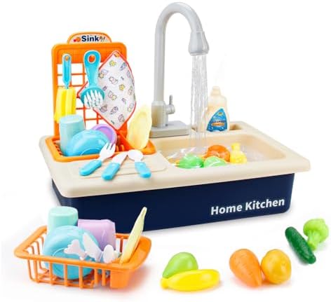 BOBXIN Play Sink with Running Water, Blue