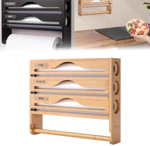 Cling Film and Foil Dispenser - Wall-Mounted Foil Cutters Organizer