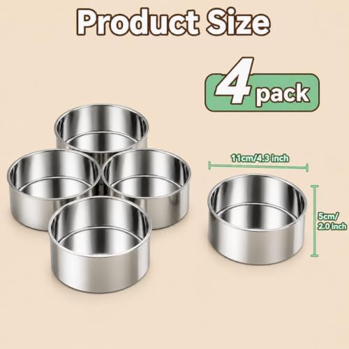 4 Inch Stainless Steel Cake Pans, 4 Pack Round Cake Baking Pans