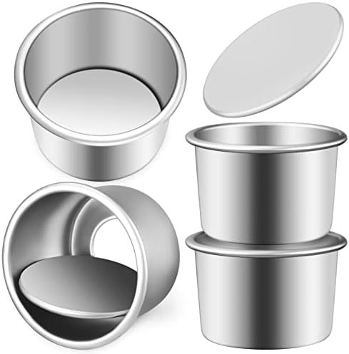HOMSFOU 2 Inch Mini Round Cake Pans Set of 4 with Removable Bottoms