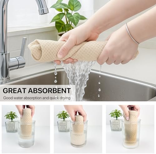 100% Cotton Waffle Weave Kitchen Towels, 6 Pack Dish Cloths for