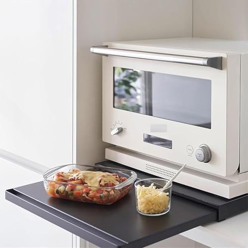 Carbon Steel Pull-Out Microwave Oven Bottom Rack, Black, 1pcs