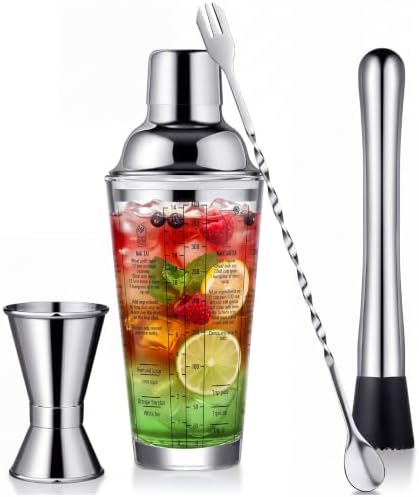 Rtteri 4 Pcs Cocktail Shaker Set 14 oz Martini Glass Shaker Cup