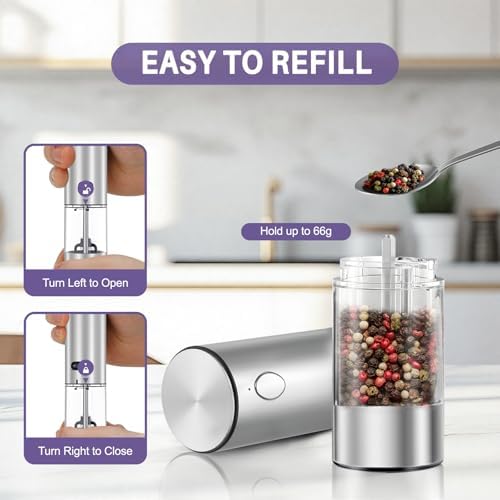 Electric Salt and Pepper Grinder Set, Black