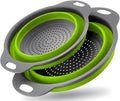 Collapsible Colander Set of 2, Foldable Silicone Pasta Strainer with
