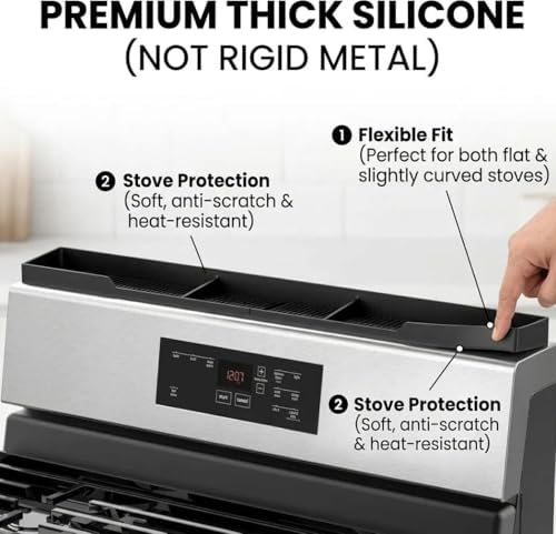 AWOKE 30 Inch Silicone Stove Top Shelf, Black