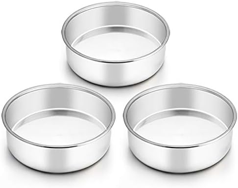 TeamFar 6 Inch Cake Pan, Stainless Steel Round Smash Cake Pan Baking