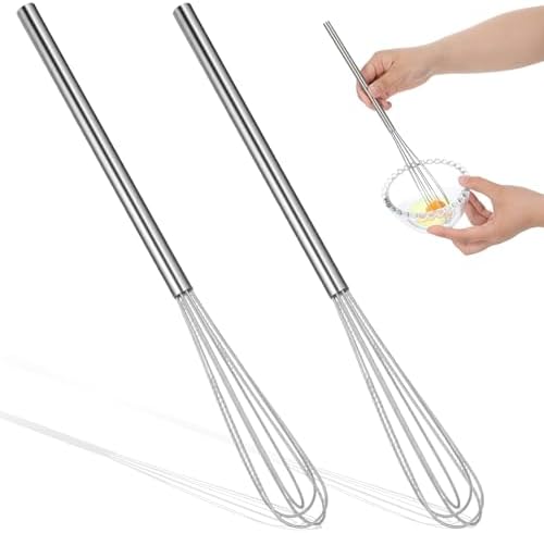 2 Pcs Mini Whisks Set, Stainless Steel Whisk Tiny Egg Whisk