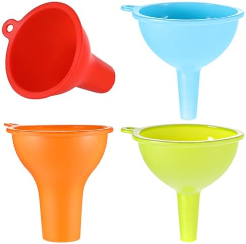 4 Pack Kitchen Silicone Funnel, 4 Colors Kitchen Funnel Set Wide Mouth