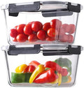 4 Pieces 63oz Large Glass Food Storage Containers with Lids