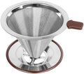 Pour Over Coffee Dripper, Stainless Steel Reusable Cone Filter, 1-2