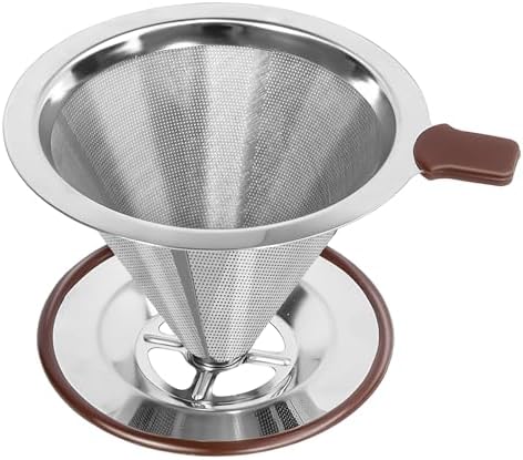 Pour Over Coffee Dripper, Stainless Steel Reusable Cone Filter, 1-2