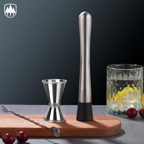 3-Piece Silver Cocktail Mixing Tool Set - Stainless Steel Bartender