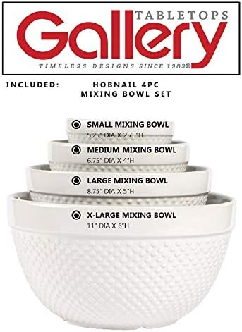 TTU Tabletops Gallery Hobnail Style 4 Piece Classic White Stoneware