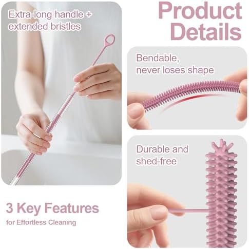 YOTIME Straw Cleaner Brush Extra Long 12.6 inch, 2Pcs Reusable