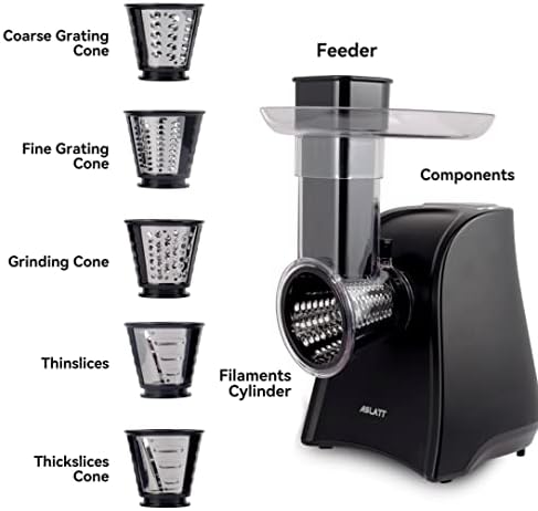 Electric Cheese Grater and Slicer with 5 Attachments