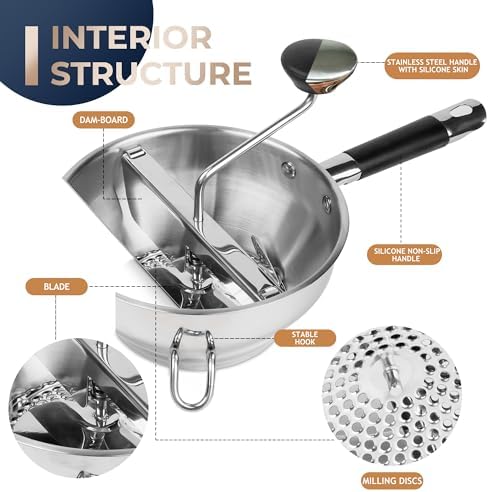 Stainless Steel Food Mills With 3 Milling Discs,Ergonomic design Of